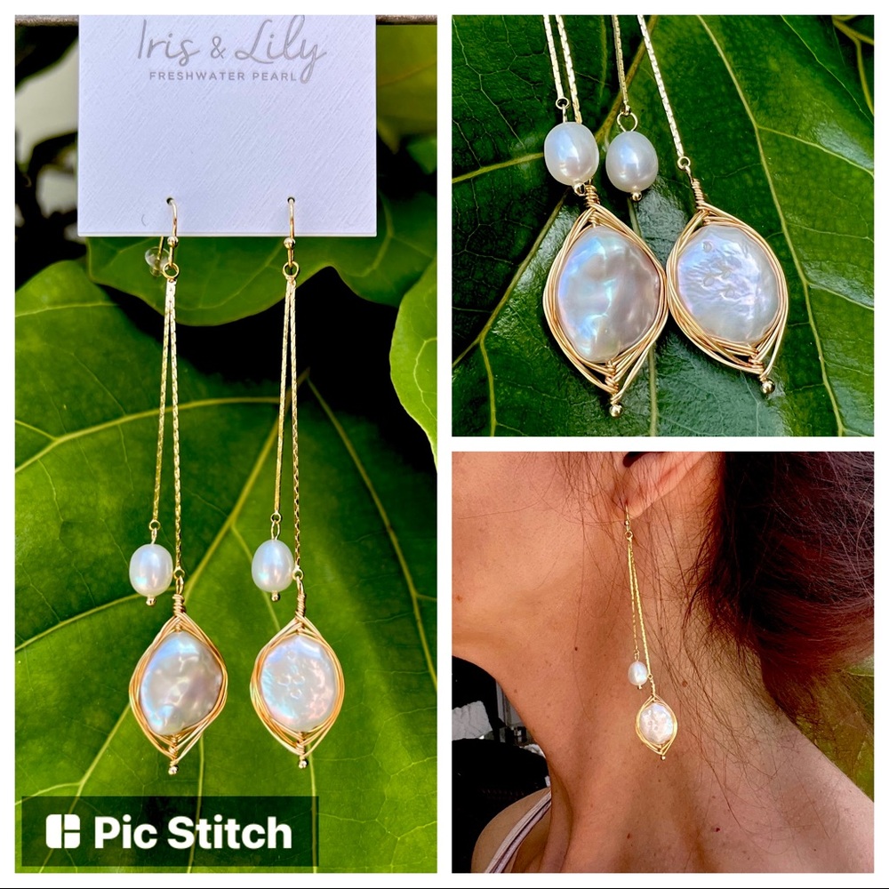 IRIS & LILY  Freshwater pearl drop earrings